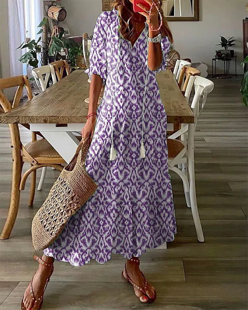 Luchtige maxi-jurk met elegante pasvorm en zomeruitstraling – Sorelia DuneFlow