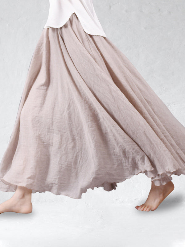 Linnen dames maxi-rok met elastische taille – Elowyn AirSkirt