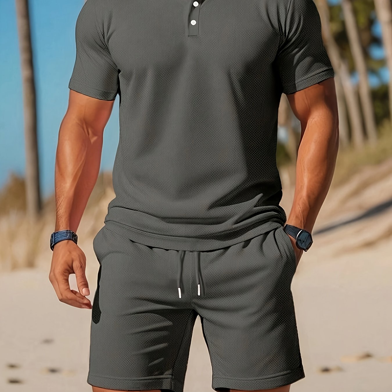 Heren - 2-Delig Zomers Polo en Shortset - Ademend Mesh - Casual Kleding - ZOMERSET EDGE