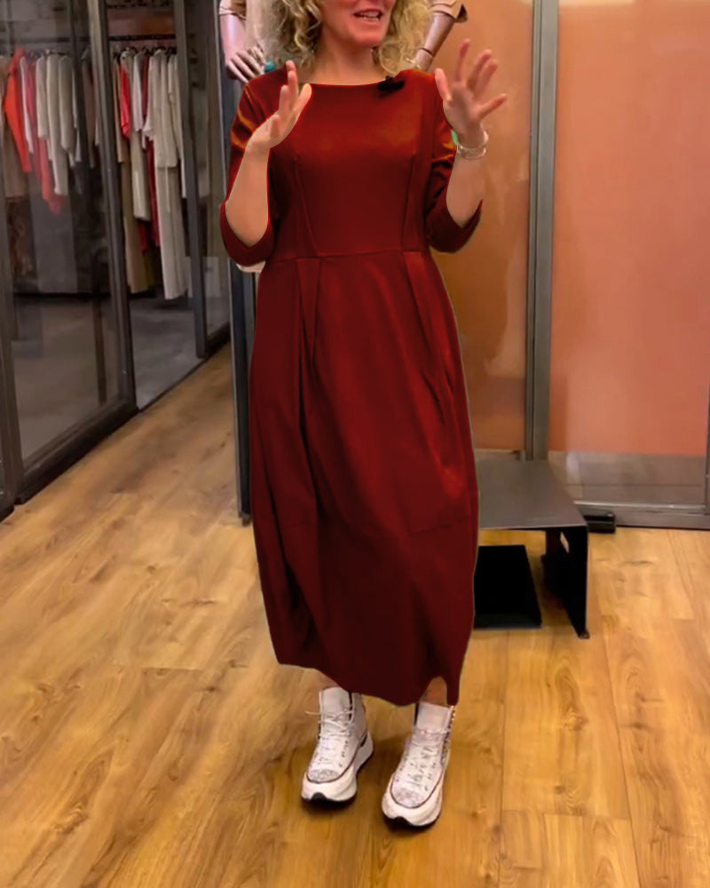 Dames - Midi Jurk - Geplooide Taille - Elegant Ontwerp - MODERNE STIJL