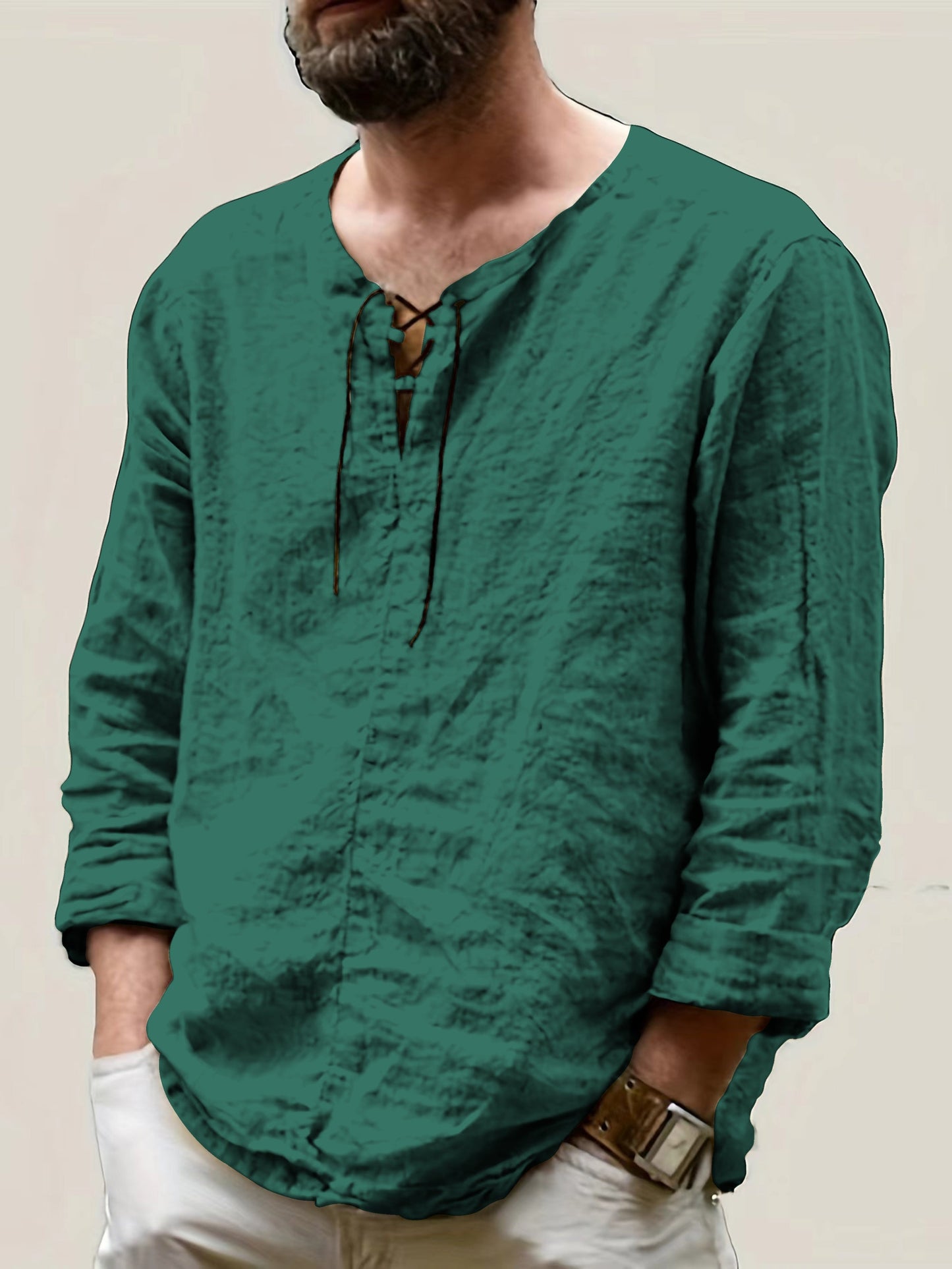 Mannen - Casual Hemd - Katoen-Linnen Mix - Lange Mouwen - Perfect voor Vrije Tijd - ARNE STYLING
