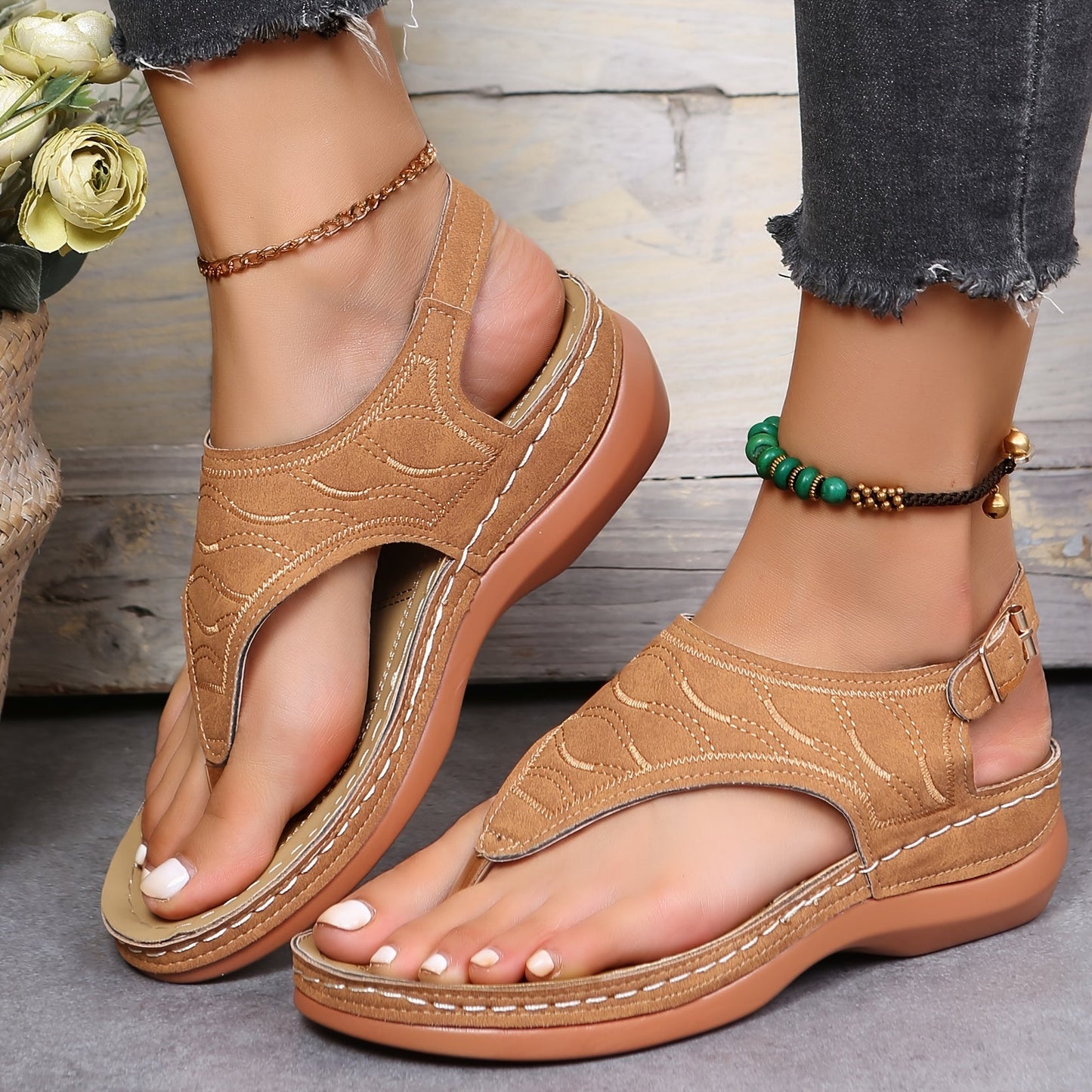 Vrouwen - Sleehak Sandalen - Verstelbaar Enkelbandje - Comfortabele Zomer Schoenen - ZOMER STIJL