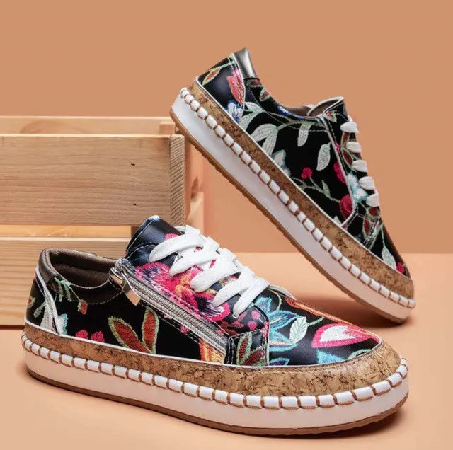 Dames - Geborduurde Canvas Sneakers - Ademend en Lichtgewicht - Casual Zomerschoen - PETAL WALK