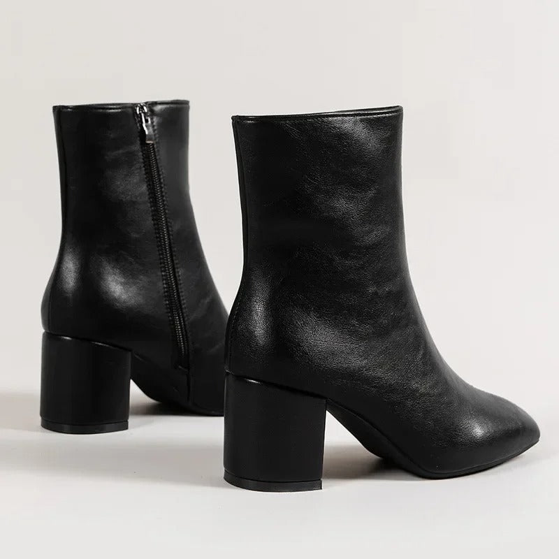 Enkellaars - Dames - Blokhak met Zijrits - Modieuze Schoenen - STIJL VOLGENDE