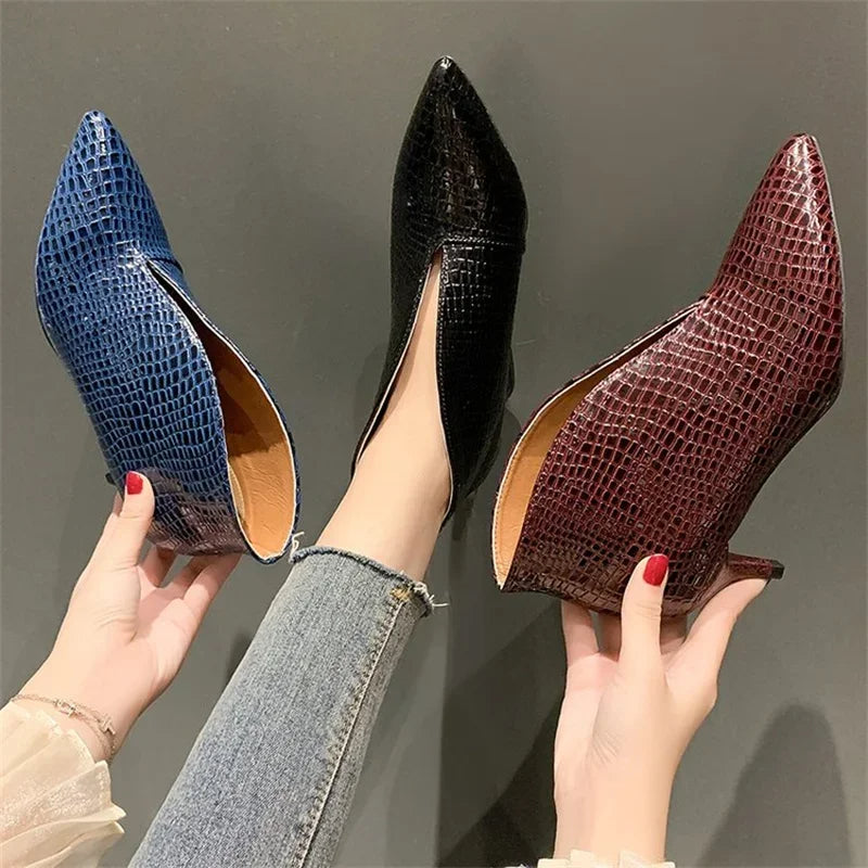 Stiletto Enkellaarzen - Dames - Kroko Patroon - Stijllaars