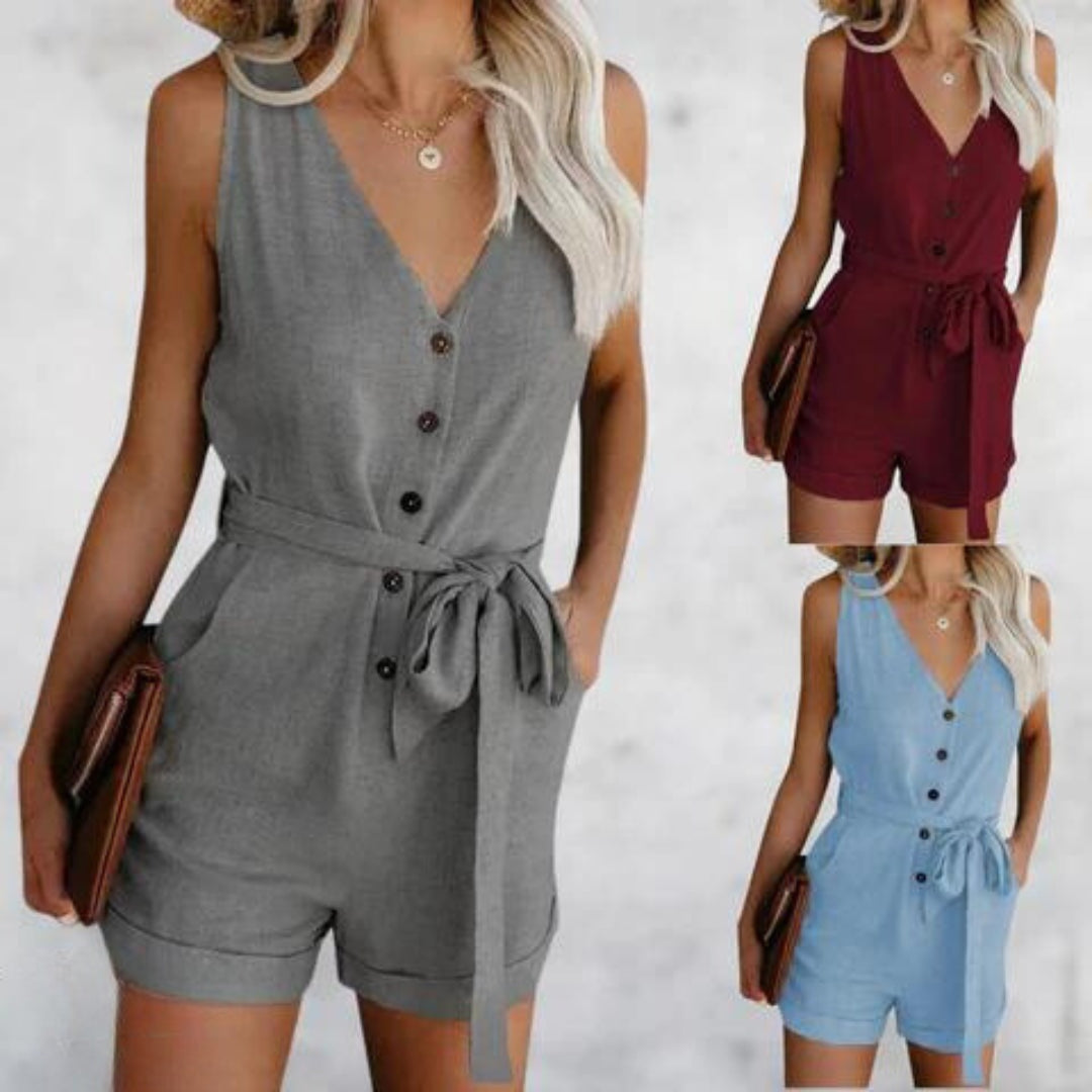 Mouwloze korte damesjumpsuit met flatterende pasvorm – VELINA BREEZE