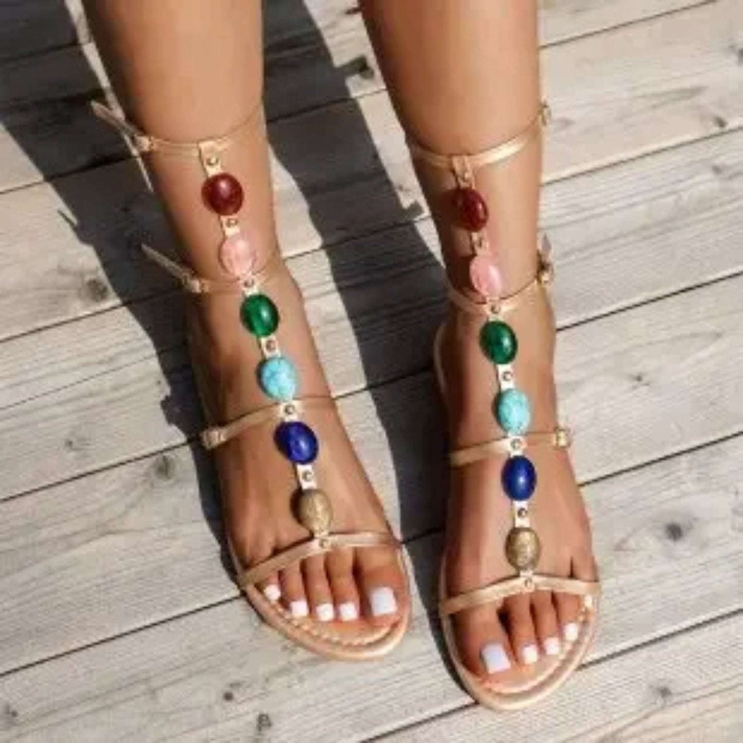 Retro Leren Sandalen - Dames - Comfortabel Ontwerp - Zomer Schoeisel - Elegant Stijl