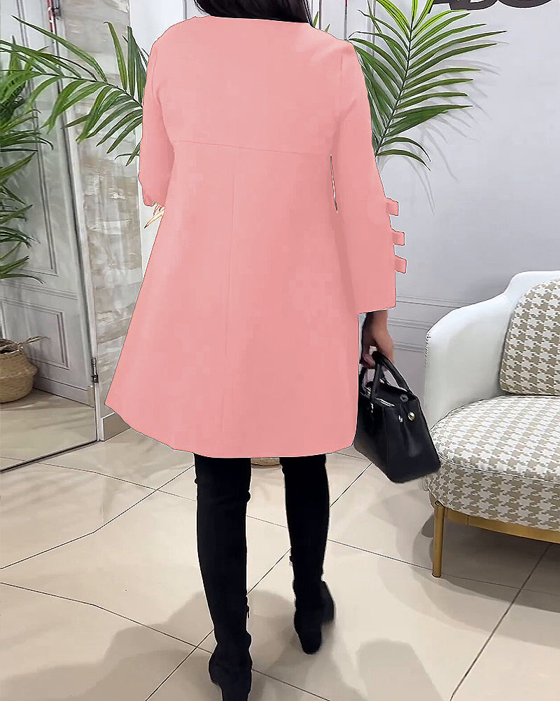 A-lijn Jurk Voor Vrouwen Met Speelse Mouwstrikdetails – MONIQUE ELEGANCE