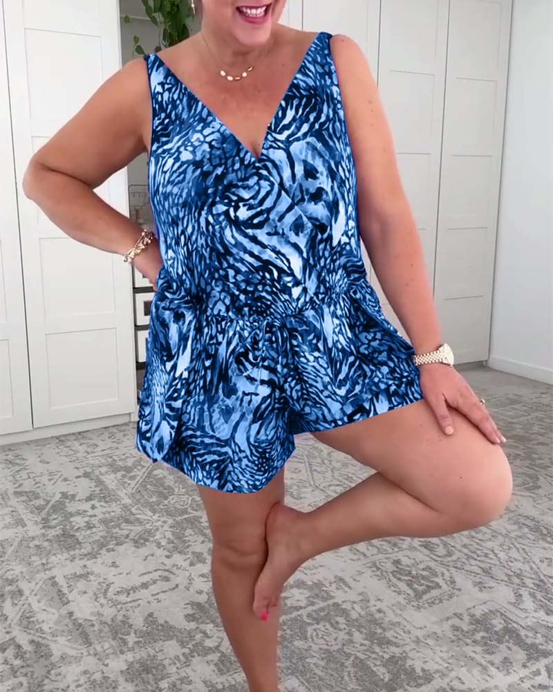 Badpak - Dames - V-Hals en Kleurrijke Print - Vakantie Mode - EENDELIG STIJL