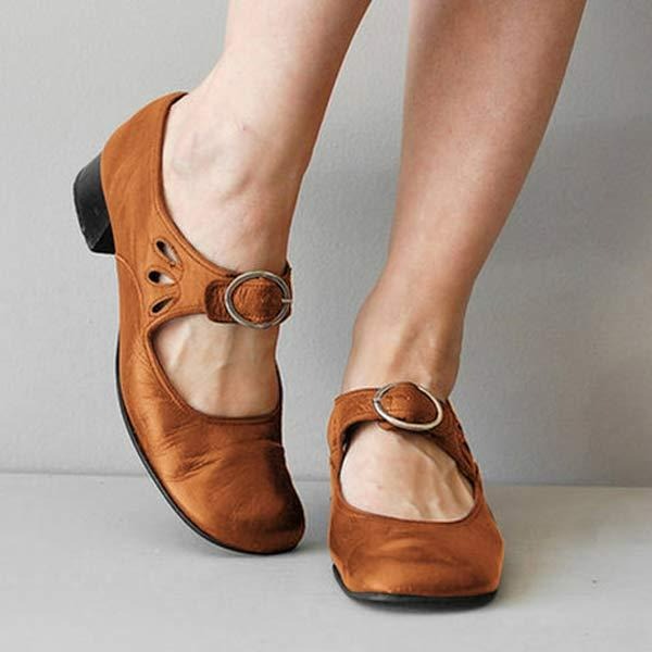 Leren Schoenen - Dames - Lage Hak - Damesschoen - Tijdloos
