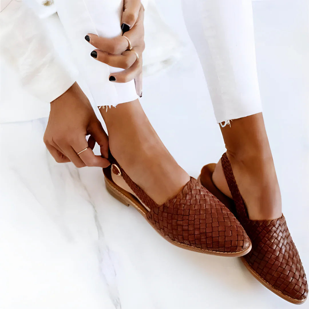 Dames - Geweven Platte Sandalen - Comfortabele Design - Chique Schoenen - WOVEN DELIGHT