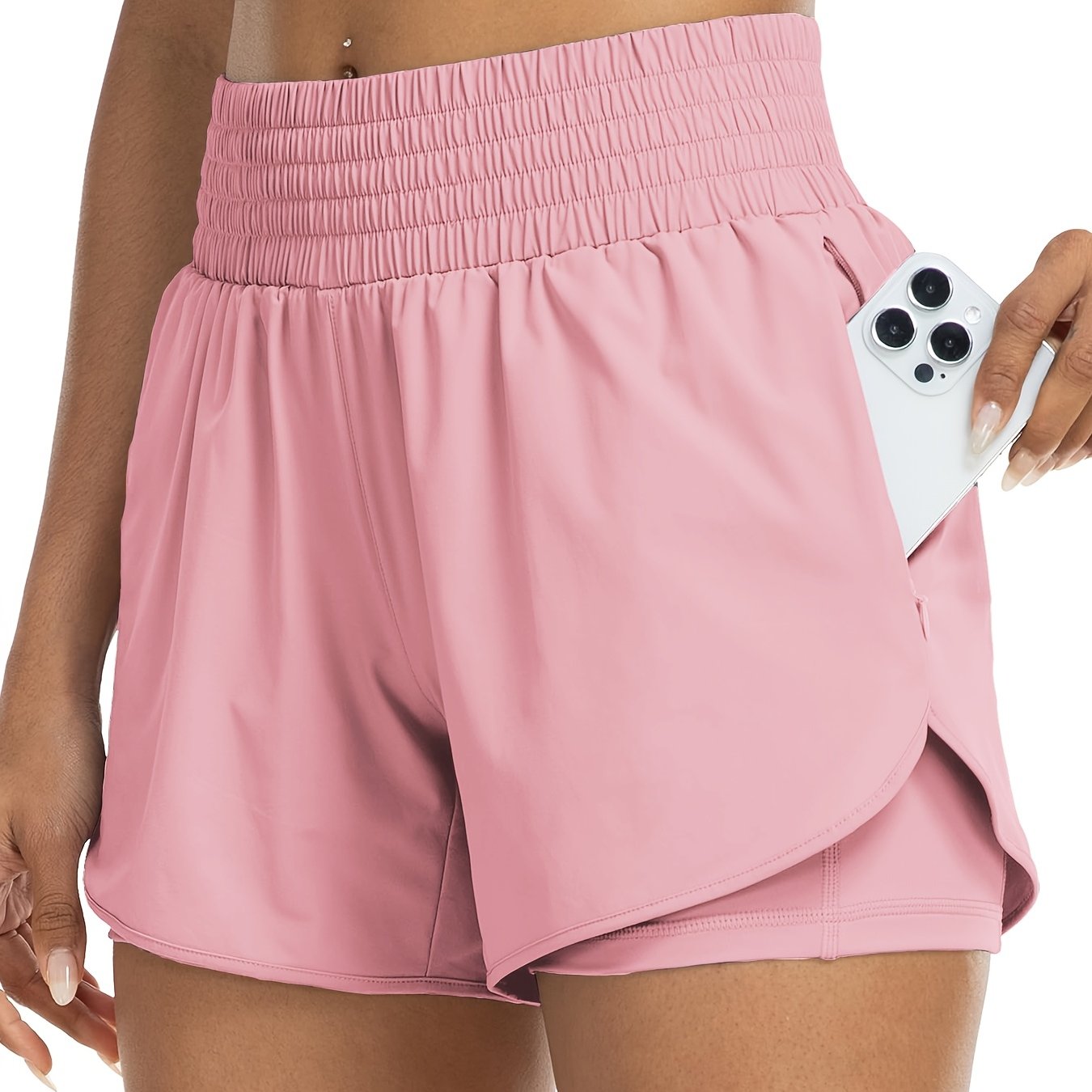 Dames - Trainingsshort - Dubbele Laag - Hoge Taille - Actieve Dagen