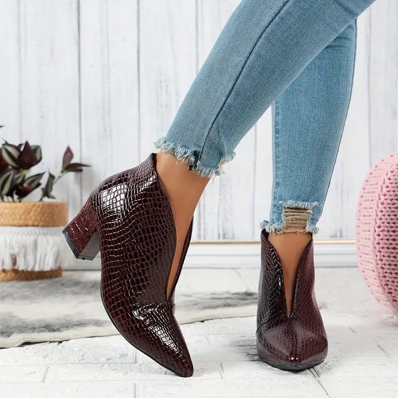 Stiletto Enkellaarzen - Dames - Kroko Patroon - Stijllaars