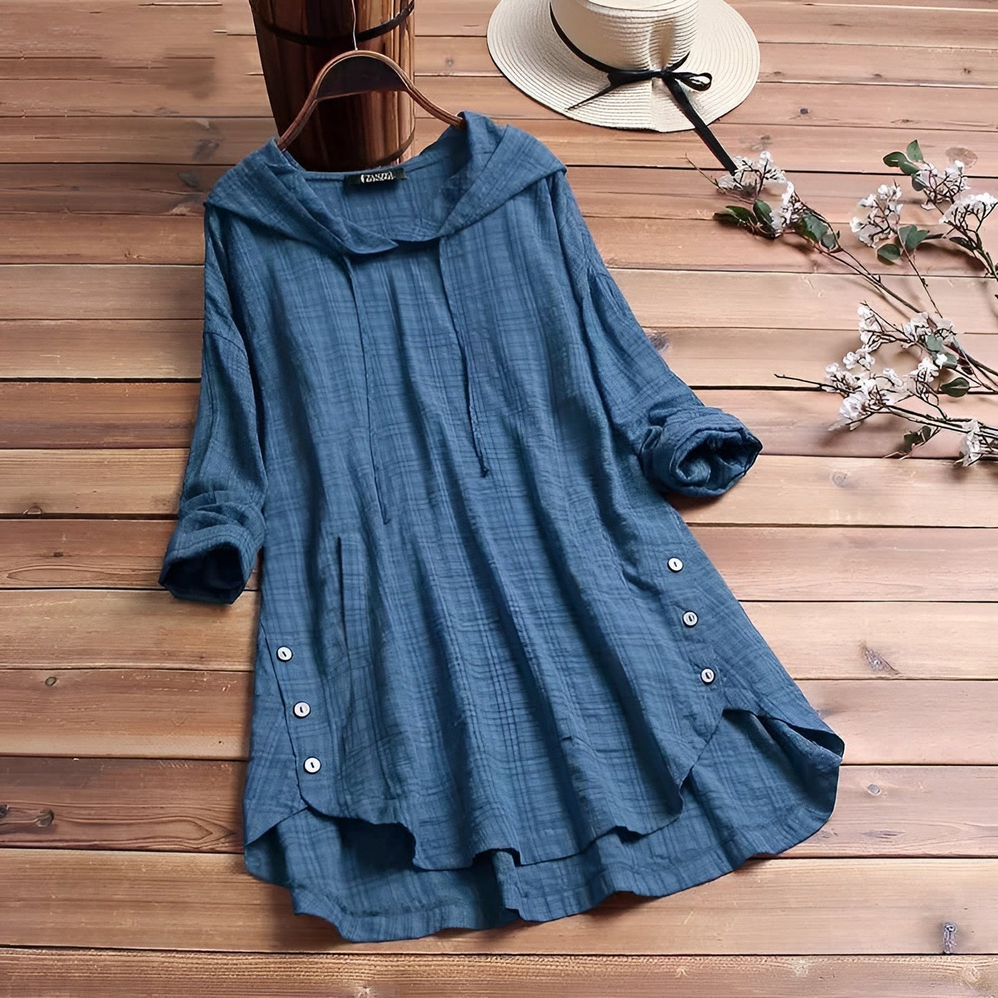 Luchtige linnen-katoen damesblouse met casual pasvorm – AlviniLoom
