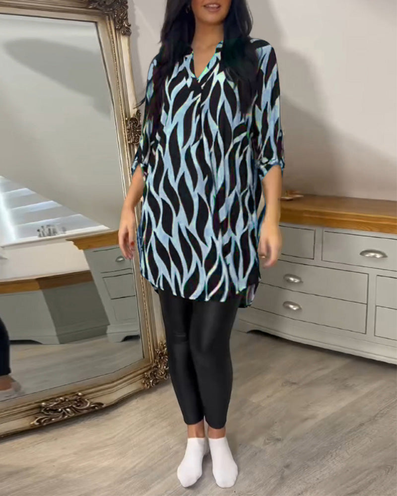 Luxe Tuniek Met Dynamisch Grafisch Patroon Voor Elegante Vrouwelijke Stijl – ALANA DYNAMIQUE