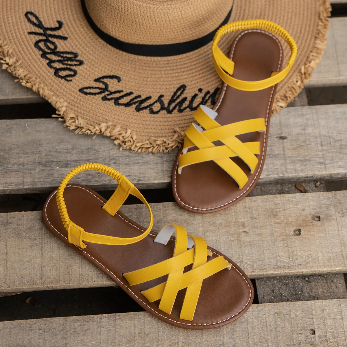Dames - Elegante Leren Sandalen - Comfortabel en Stijlvol - Perfect voor Zomeruitjes