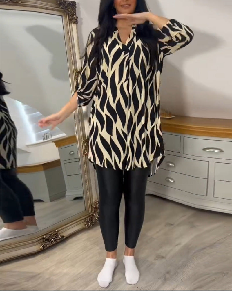 Luxe Tuniek Met Dynamisch Grafisch Patroon Voor Elegante Vrouwelijke Stijl – ALANA DYNAMIQUE