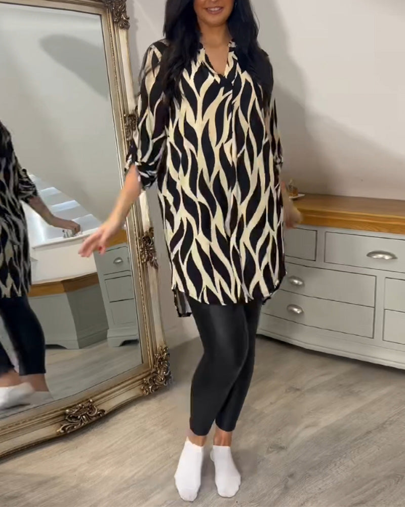 Luxe Tuniek Met Dynamisch Grafisch Patroon Voor Elegante Vrouwelijke Stijl – ALANA DYNAMIQUE
