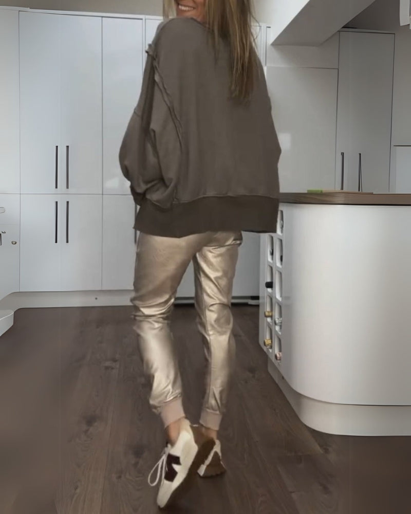 Tweedelige dames set met losse top en comfortabele broek – SerinaEase