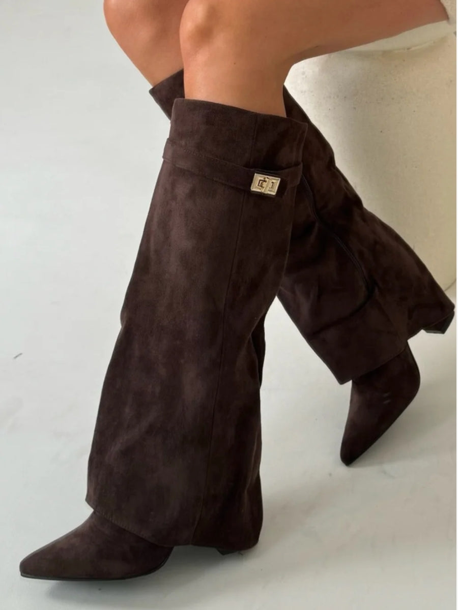 Kniehoge Laarzen - Vrouwen - Suede Hak - Dames Laarzen - NIX