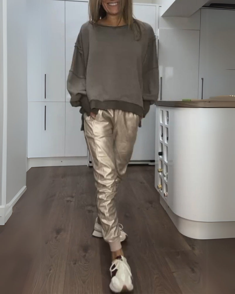 Tweedelige dames set met losse top en comfortabele broek – SerinaEase