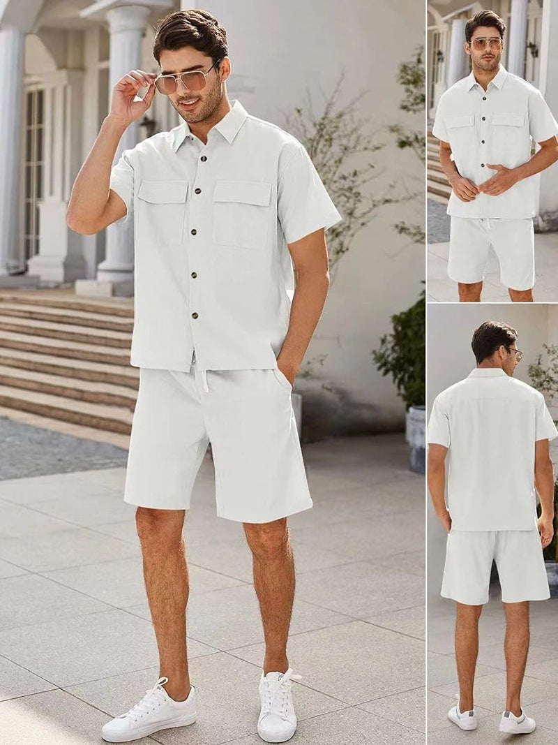 Casual tweedelige heren zomeroutfit met luchtige linnenlook – VaroSet Breeze