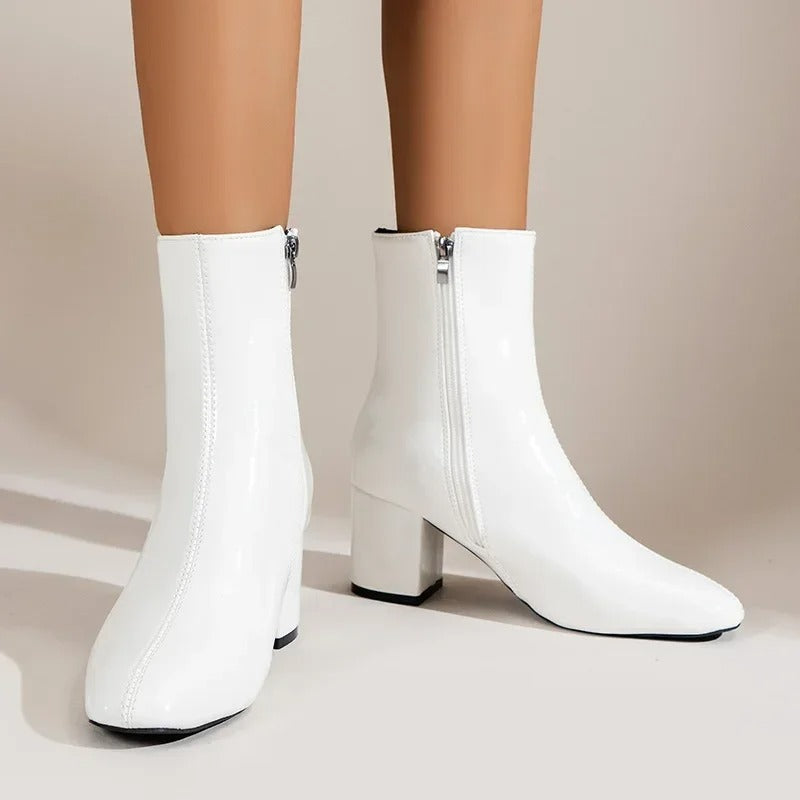 Enkellaars - Dames - Blokhak met Zijrits - Modieuze Schoenen - STIJL VOLGENDE
