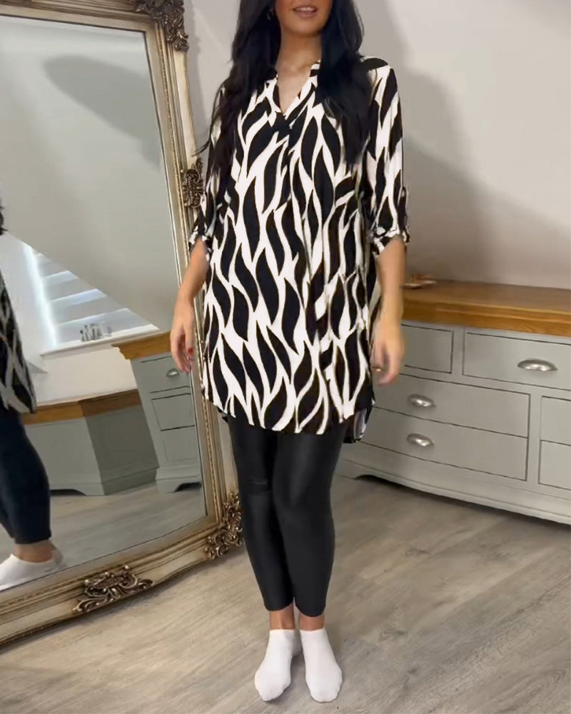 Luxe Tuniek Met Dynamisch Grafisch Patroon Voor Elegante Vrouwelijke Stijl – ALANA DYNAMIQUE