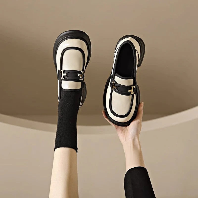 Dames - Elegante Retro Loafers - Lederen Schoenen - Comfortabele Stijl voor Elke Gelegenheid