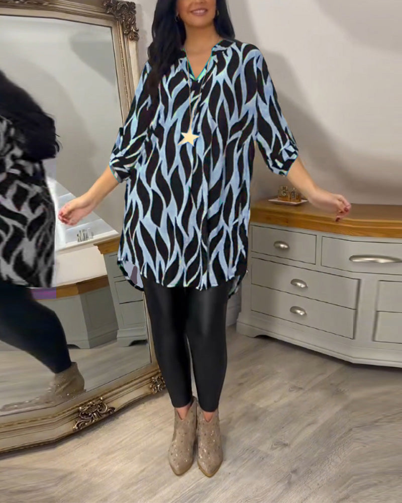 Luxe Tuniek Met Dynamisch Grafisch Patroon Voor Elegante Vrouwelijke Stijl – ALANA DYNAMIQUE