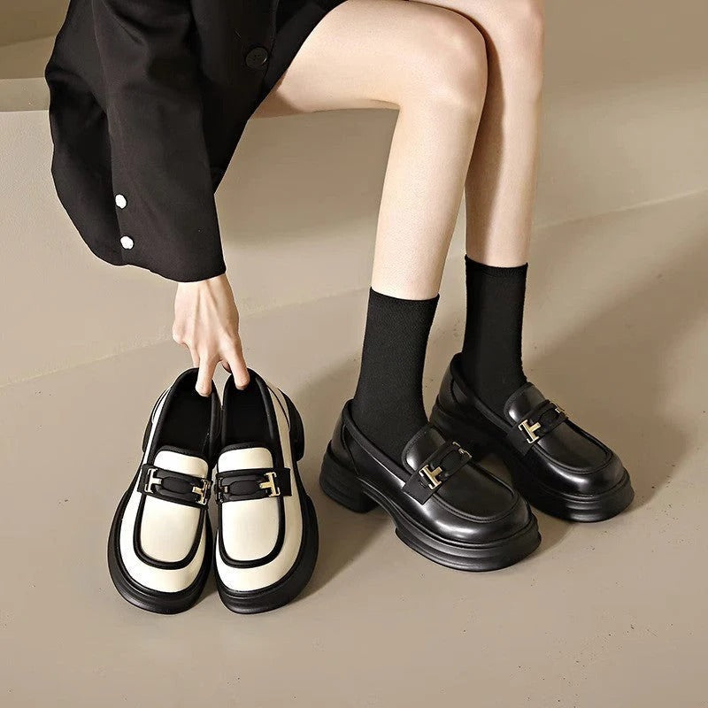 Dames - Elegante Retro Loafers - Lederen Schoenen - Comfortabele Stijl voor Elke Gelegenheid