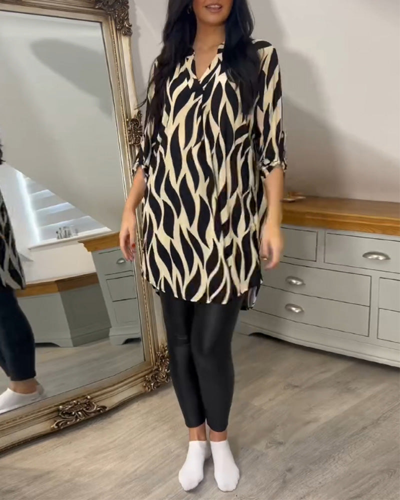 Luxe Tuniek Met Dynamisch Grafisch Patroon Voor Elegante Vrouwelijke Stijl – ALANA DYNAMIQUE