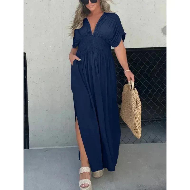 Vrouwen - Losse Maxi Jurk - Ademend Materiaal - Elegante Zomermode - CHARO DESIGN