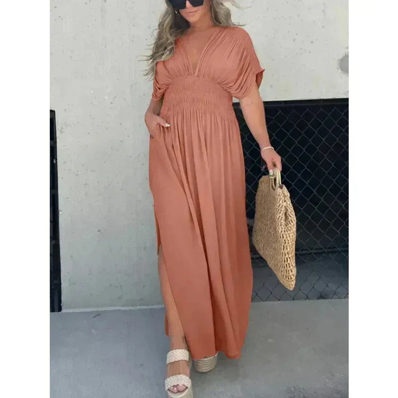 Vrouwen - Losse Maxi Jurk - Ademend Materiaal - Elegante Zomermode - CHARO DESIGN