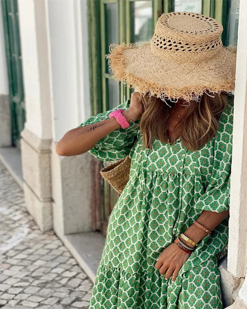 Lange damesjurk met losse pasvorm en luchtige stijl – MarellaFlow