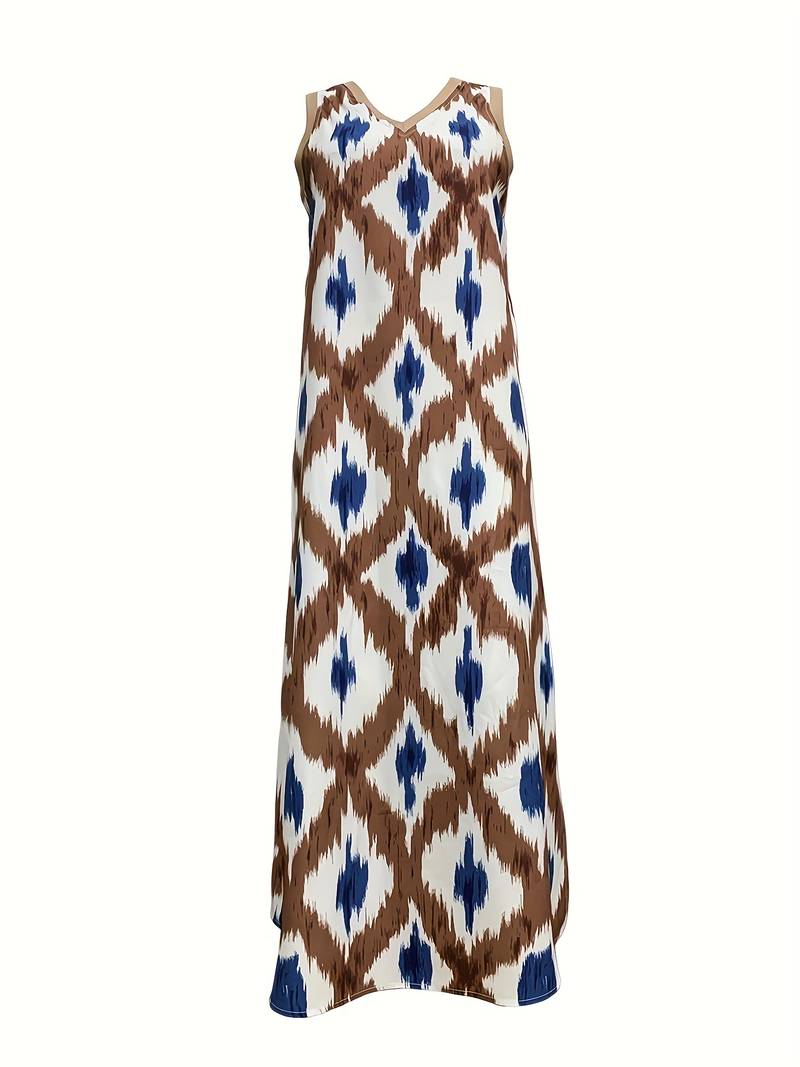 Dames - Mouwloze Boho Maxi-Jurk - Lichtgewicht Ademend Polyester - Zomer Strandmode - VLOEIENDE STIJL