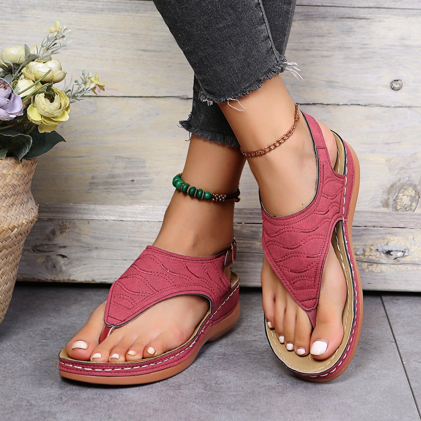 Vrouwen - Sleehak Sandalen - Verstelbaar Enkelbandje - Comfortabele Zomer Schoenen - ZOMER STIJL
