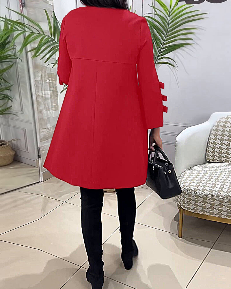 A-lijn Jurk Voor Vrouwen Met Speelse Mouwstrikdetails – MONIQUE ELEGANCE