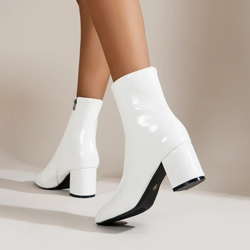 Enkellaars - Dames - Blokhak met Zijrits - Modieuze Schoenen - STIJL VOLGENDE