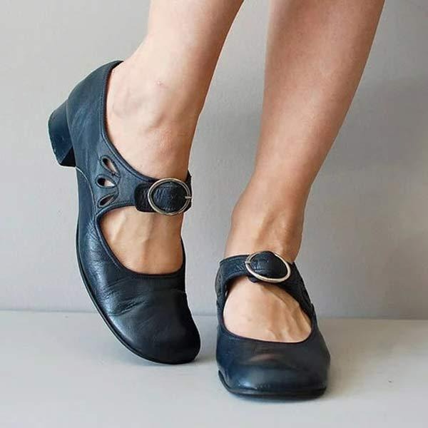 Leren Schoenen - Dames - Lage Hak - Damesschoen - Tijdloos