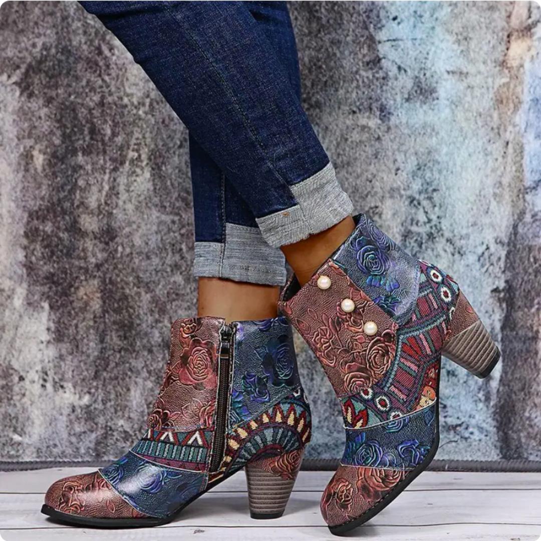 Vrouwen - Boho Patchwork Laarzen - Vegan Materialen - Retro Stijl - KLEURRIJK FLAIR