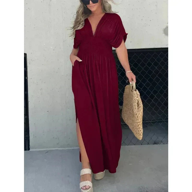 Vrouwen - Losse Maxi Jurk - Ademend Materiaal - Elegante Zomermode - CHARO DESIGN