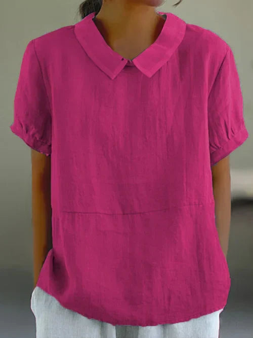 Losvallende damesblouse met colkraag en lange mouwen – EvieraSoft HighNeck