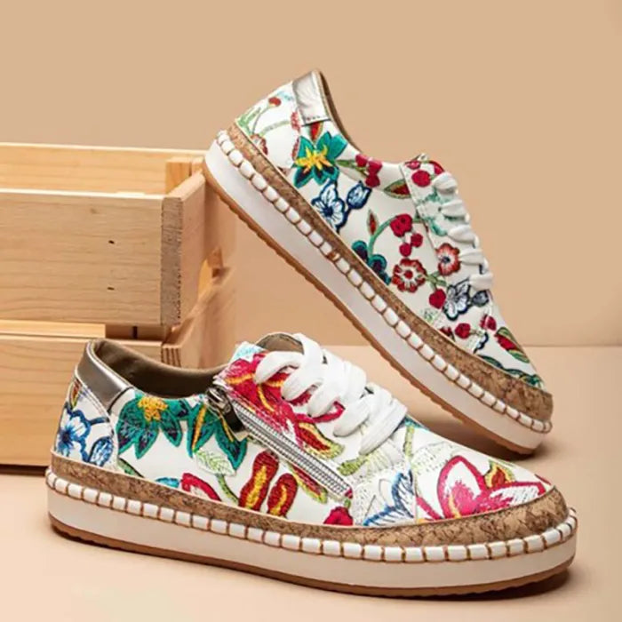 Dames - Geborduurde Canvas Sneakers - Ademend en Lichtgewicht - Casual Zomerschoen - PETAL WALK