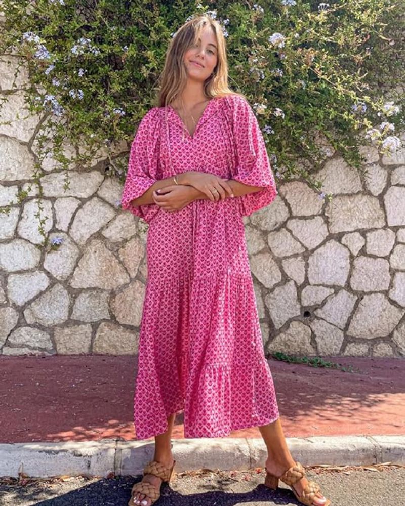 Lange damesjurk met losse pasvorm en luchtige stijl – MarellaFlow