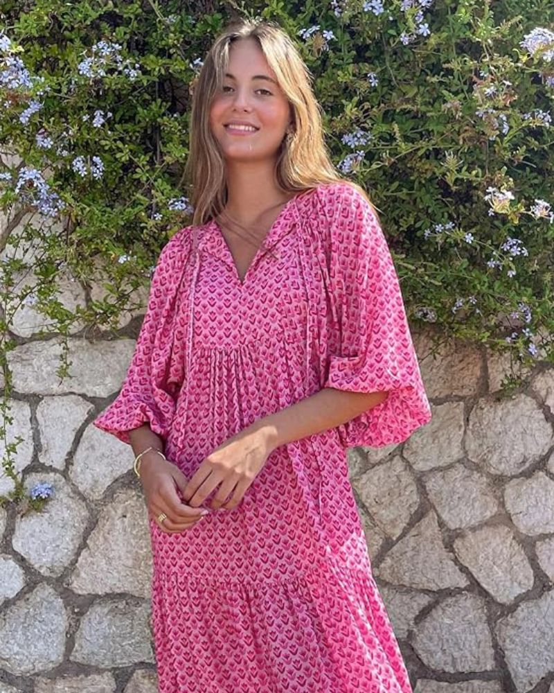 Lange damesjurk met losse pasvorm en luchtige stijl – MarellaFlow