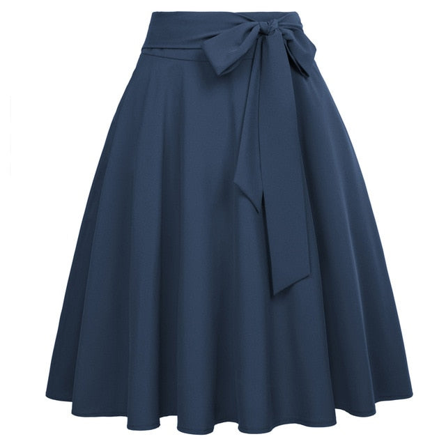 Vrouwen - Hoge Taille A-lijn Rok - Zachte Katoenen Polyester Mix - Elegante Midi Rok - VLOEIENDE STIJL