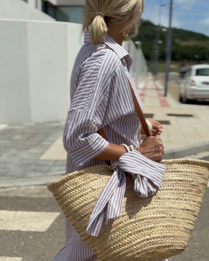 Gestreepte shirtjurk met ceintuur en relaxte pasvorm – StriLina Dress