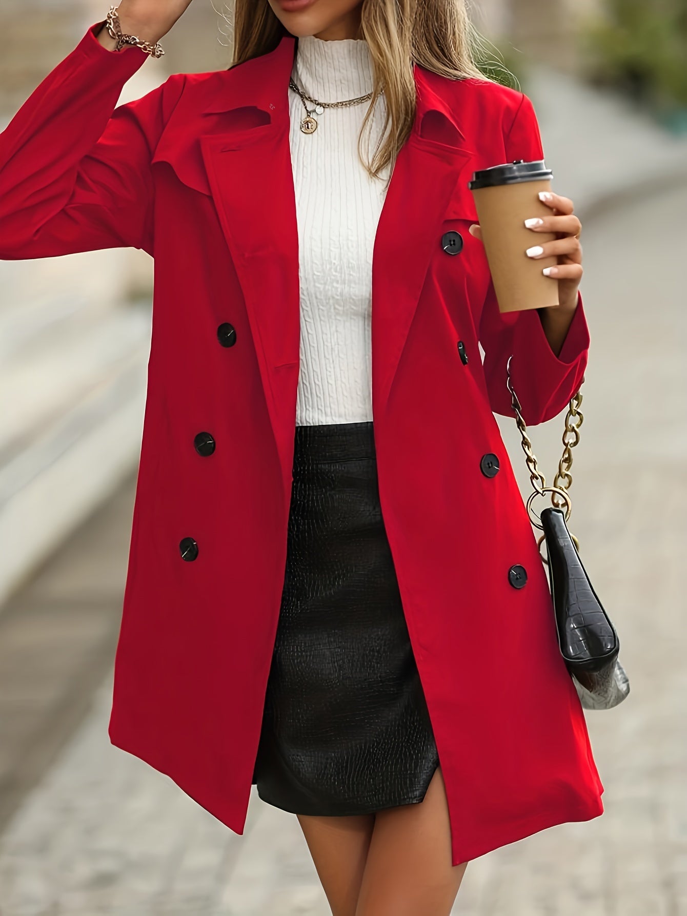 AURELIA - Omkeerbare trenchcoat met uitgesneden revers en knoopdetails voor dames