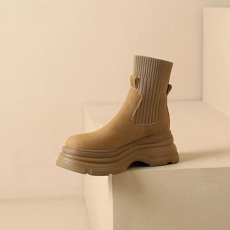 FELICIA - Dames Chelsea boots met rekbaar breisel detail